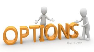옵션이라는 단어 뒤에 선 인형 아이콘들