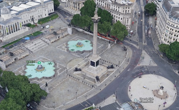 트라팔가광장의 모습을 위에서 내려다 본다
