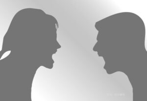 남녀가 서로 언재하는 모습을 표현하는 이미지