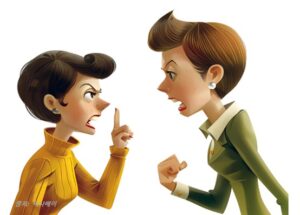 의견이 달라 다투는 두 여자