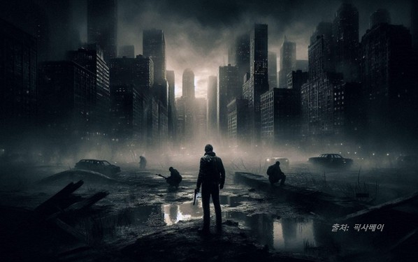 어두운 디스토피아의 거리