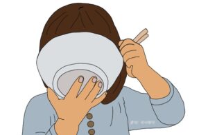 자장면을 먹고 있는 듯한 여자의 모습