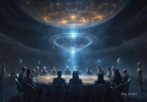 신비스런 분위기의 은밀한 회의장 모습