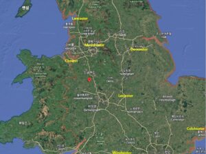 영국 지도 에서 -체스터가 붙은 도시들