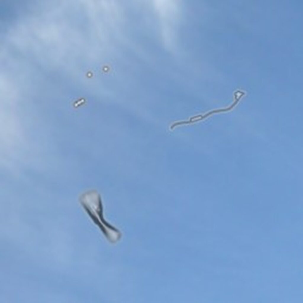 하늘색을 배경으로 한 비문증의 예술적 재현 2