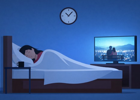 TV를 켠 채 잠든 여성