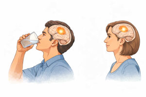 물 마시는 사람의 황성화된 뇌영역과 그걸 보는 사람의 활성화된 뇌영역 동일