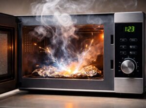 불꽃이 튀는 전자레인지