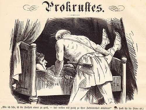 19세기 독일 정치 풍자화에 등장한 프로크루스테스의 침대