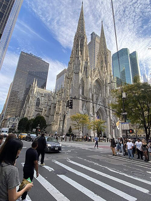 맨해튼 5번가 거리 성 패트릭 성당 뷰