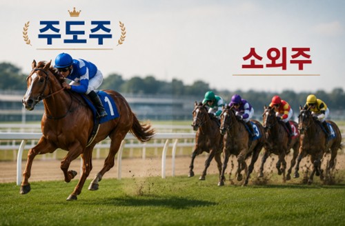 주도주와 소외주를 경주마에 비유한 그림