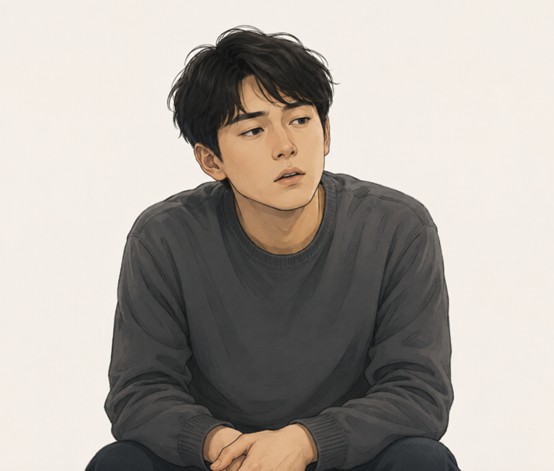 자신의 감정을 말로 표현하기 힘들어 하는 상징적 이미지