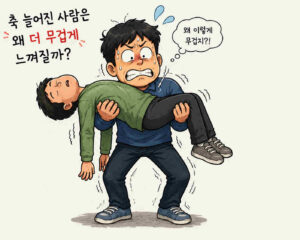 축 늘어진 사람을 힘겹게 두 팔에 안고 있는 남자의 이미지