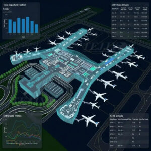 공항 터미널의 시설 상태와 승객 이동, 탑승구 운영, 항공기 위치 등을 실시간으로 보여주는 3D 디지털 트윈 모델. BIM과 사물인터넷(IoT), 데이터 시각화 기술을 활용했다.