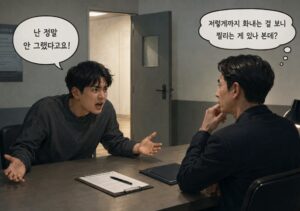자신에게 가해진 모함에 대하여 결백을 주장하는 남자