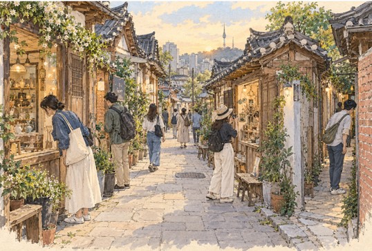 익선동 분위기를 반영한 플라뇌르 이미지